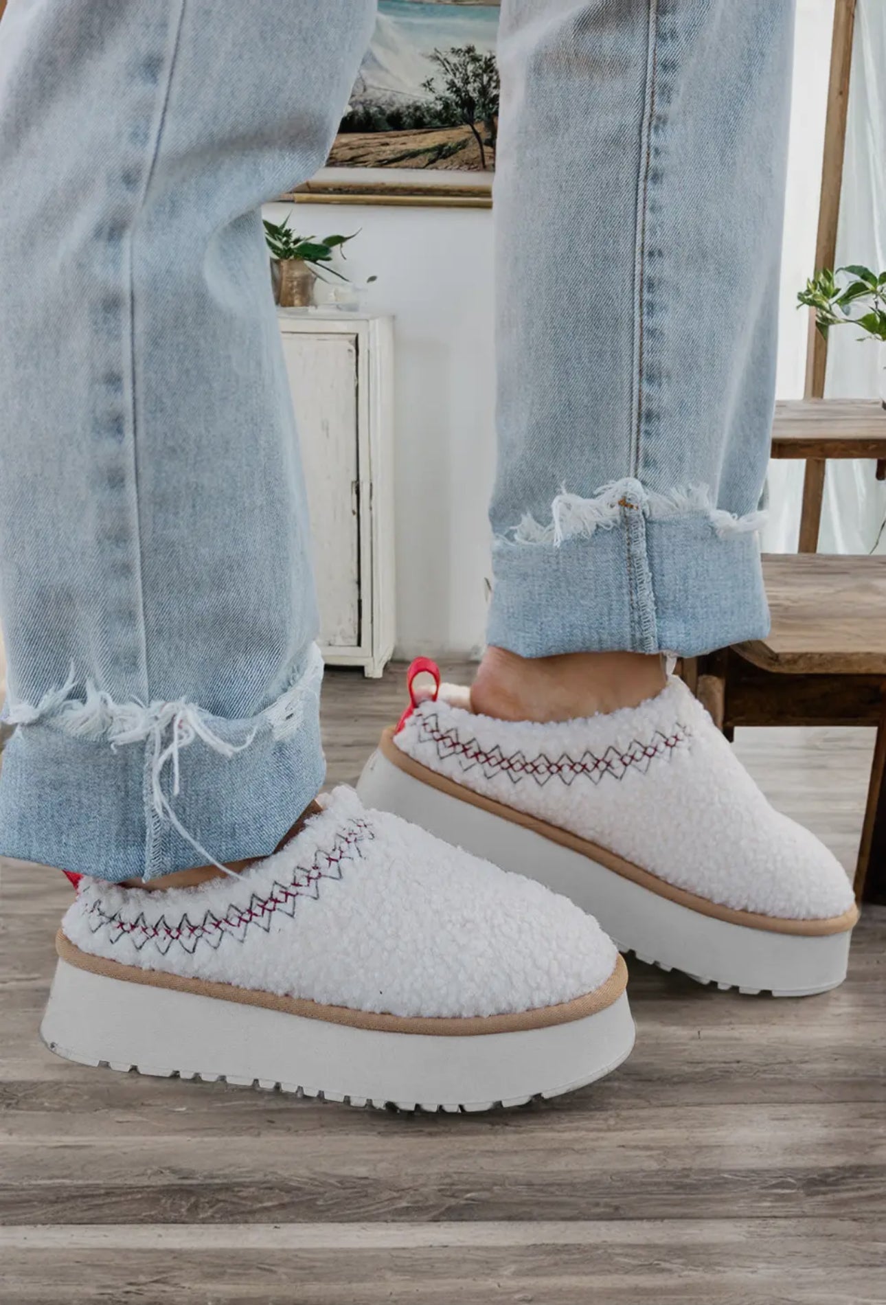 Sherpa Plush Slippers White