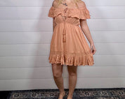 Salmon Ruffled Mini Dress